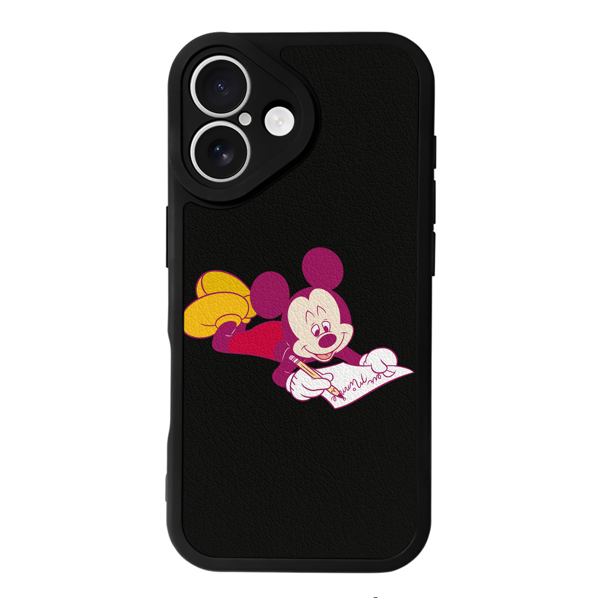 （画像用） ミッキーマウス Mickey Mouse 【iPhone 16シリーズ対応】シリコンスマホケース（レザー調） 材質：シリコン